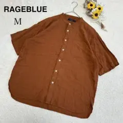 【レイジブルー】半袖トップス シャツ ブラウン系 カジュアル シンプル 麻混 Mのサムネイル