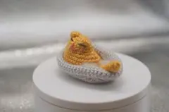 あみぐるみ猫 小型 黄色と灰色