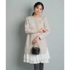 JUSGLITTY バイカラーヘムカットワンピース （グレージュ）