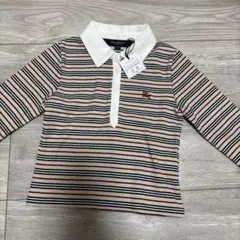 新品　タグ付　Burberry ストライプ 長袖ポロシャツ 100cm
