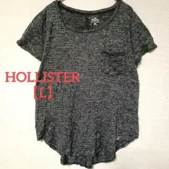 HOLLISTER【L】ポケット付き 裾切りっぱなし 半袖Tシャツ 杢グレーのサムネイル