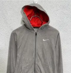 Nike フード付きグレー/レッド フリースパーカー L
