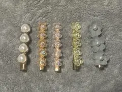 パール装飾 お花モチーフ ヘアピン5個セット