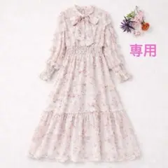専用出品❣️2way ボウタイ りぼん ラッフルスリーブシアーフワンピース 花柄