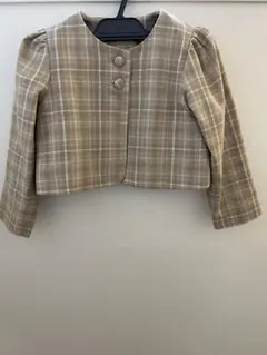 子供用 ベージュ系チェックジャケット 120cm