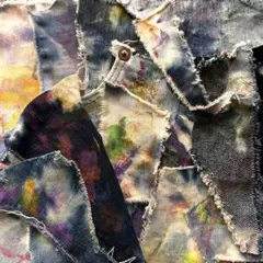 A9 デニムリメイク　デニムハギレ　ペイント染め