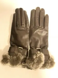 セレモネータグローブ、ファー付、ブラウン