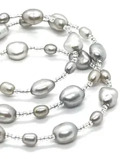 【超希少】本真珠シルバーグレー＆ベビーパールネックレス プラチナカラー