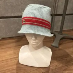 Lacoste バケットハット 水色 赤ストライプ タグ付き