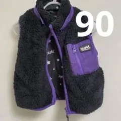 x-girl ボア　ベスト　ブラック　スター　ロゴ90