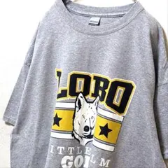 ギルダン LOBOリトルELMゴルフ デカロゴ Tシャツ グレー灰色XL古着