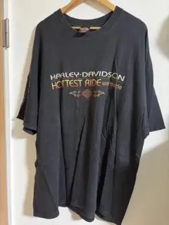 00sUSA製☆ハーレーダビッドソンTシャツ バイカラー バックロゴ 