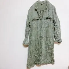OLD NAVY 【M】カーキ 長袖 シャツワンピース 緑