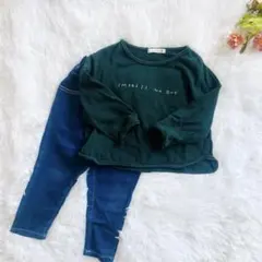 まとめ売り２点セット　トレーナー　デニム90cm韓国子供服コーデ売り