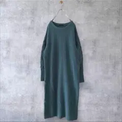 ★美品◆アーバンリサーチロッソ◆ 片畦袖柄編みニットワンピースGRE