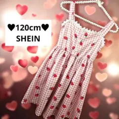 120cm‪‪♥︎⁡SHEIN ワンピース 苺柄 ギンガムチェックのサムネイル