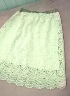 プチオンフルール 総レーススカート スカラップエッジ オフホワイト 白