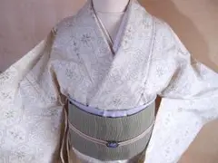 夏着物 洗える 白 オフホワイト 絽 サークル しつけ付き 美品 手縫い