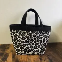 レオパード柄 舟形 ミニトート バッグ ゴブラン織 ジャガード