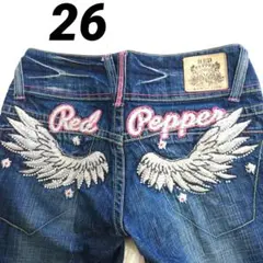 RED PEPPER 26 ウィング刺繍デニムパンツ ラインストーンピンクのサムネイル