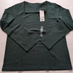 ユニクロ コットンタートルネックTシャツ ダークグリーン XL 未使用品
