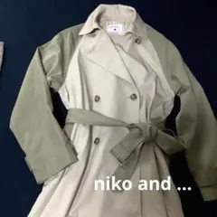 ニコアンド　ベージュカーキ ダブルブレストトレンチコートのサムネイル