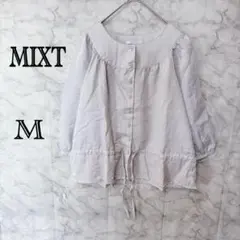 MIXT ブラウス Mサイズ ナチュラル ギャザー フレア ゆったり くすみのサムネイル
