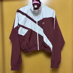 Reebok クロップドウィンドブレーカー バーガンディ