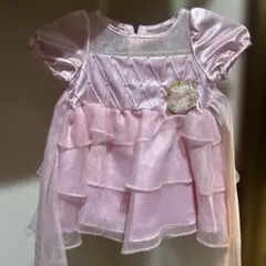 ピンク フリルデザイン ベビードレス