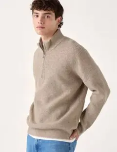 UNIQLO ユニクロ ウォッシャブルミドルゲージハーフジップ ニット