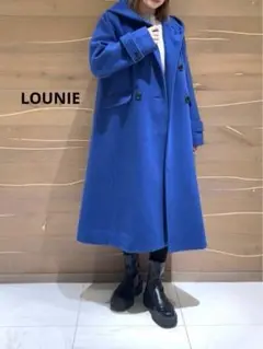 LOUNIE 24AW フーテッドロングコート ブルー
