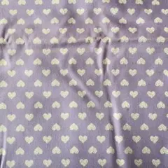 プリント生地　紫地に白いハート柄