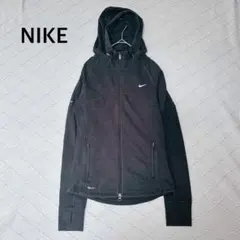NIKE ナイキ♦︎パーカーフルジップ黒 M ランニングウェア指穴 ダブルジッパー