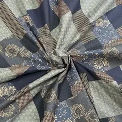 綿生地【108×100】和柄 麻の葉混合（ブルー）