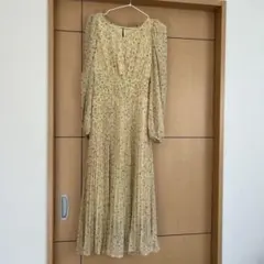 フラワープリント 長袖マキシドレス