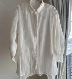 【LOWRYSFARM】ホワイト 長袖 シースルーシャツ