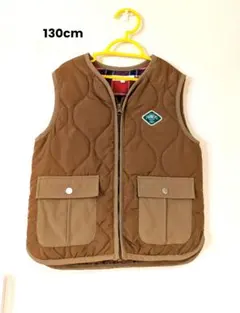 ブラウン キルティングダウンベスト 130cm
