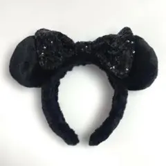 ミニーマウス ファーカチューシャ スパンコールリボン