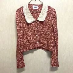 épine エピヌ 花柄 レース襟 ブラウス 長袖 レッド 小花柄のサムネイル