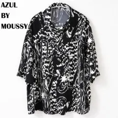 AZUL BY MOUSSY 総柄ビッグシルエットシャツ ブラック カットソー