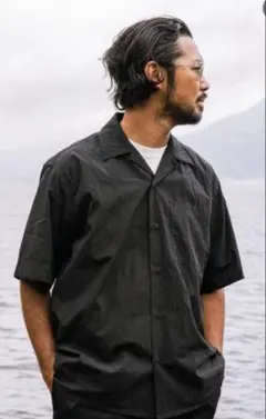 KAJA OPEN COLLAR S/S WA-RK SHIRT BLACK 2のサムネイル