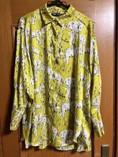 ZARA イエロー 動物柄 長袖シャツ