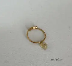 サージカルステンレス（オールステンレス）シトリントパーズさざれ石　天然石リング