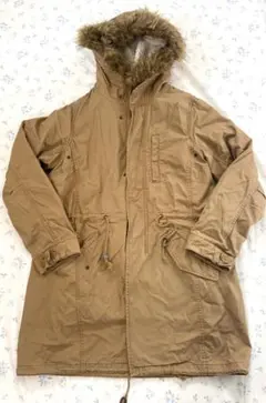 GLOBALWORKフリース裏地 ファー付き モッズコート　多機能