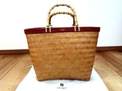 kate spade かごバッグ ベージュ/レッド
