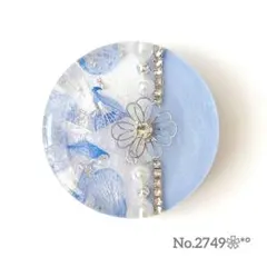 《No.2749❀》ハンドメイド　レジンヘアゴム　ブルーフラワー　シルバー　大