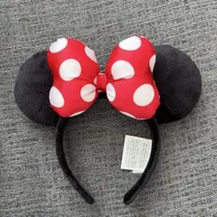 ミニーマウス 耳カチューシャ 赤/黒