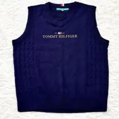 新品TommyHilfigerGOLFニットベストXL Vネックネイビー保温素材