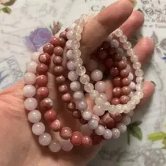 【特価品】 天然石 ピンク系 小粒ブレスレット 5本セット まとめ売り