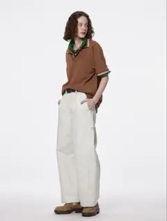 GUバレルレッグワークパンツ　M